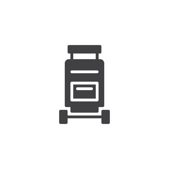 Travel suitcase with wheels vector icon. filled flat sign for mobile concept and web design. Luggage simple solid icon. Symbol, logo illustration. Pixel perfect vector graphics