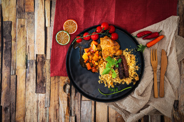 beef tajine with vegetables and Semolina