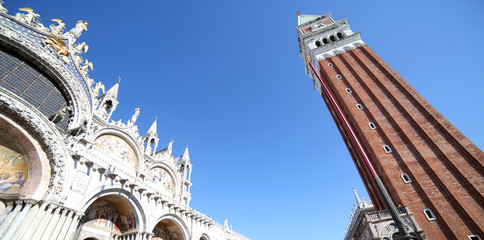 Venice in Italy the high bell tower of the Basilica of San Marco