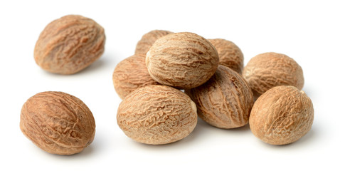 nutmeg spice isolated on white