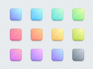 Vector 3d Square Colorful Text Box Banner Elements Set of 12
