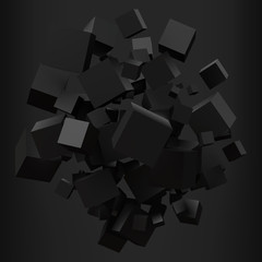 elegant black cubes. 3d style vector illustration.