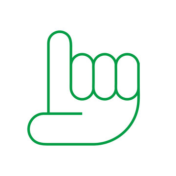 Aufzeigen Hand Zwei - Icon Symbol Piktogramm Bildmarke grafisches Element - Web Druck - Vektor - grün auf weißen Hintergrund 