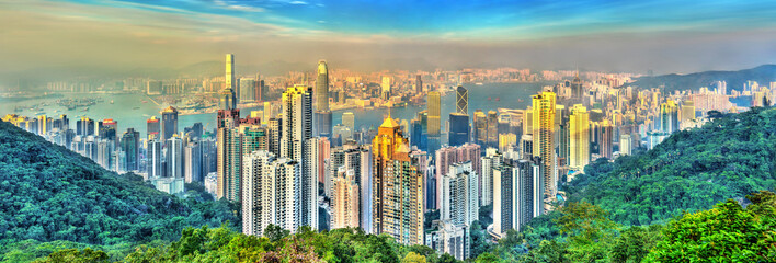 Fototapeta premium Panoramę Hongkongu z Victoria Peak