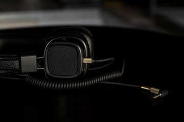 Black wired on ear headphones