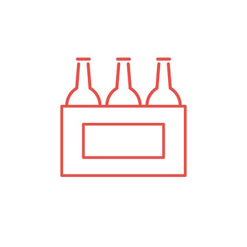 Sixpack - OUTLINE KONTUR - Icon Symbol Piktogramm Bildmarke grafisches Element - Web Druck - Vektor - rot auf weißen Hintergrund