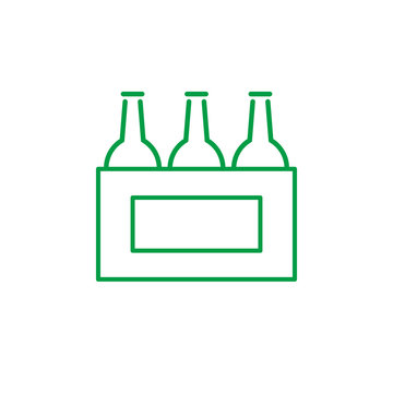 Sixpack - OUTLINE KONTUR - Icon Symbol Piktogramm Bildmarke grafisches Element - Web Druck - Vektor - grün auf weißen Hintergrund