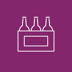 Sixpack - OUTLINE KONTUR - Icon Symbol Piktogramm Bildmarke grafisches Element - Web Druck - Vektor - weiß auf violetten Hintergrund