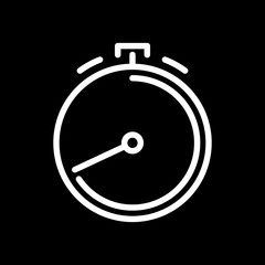 Stoppuhr - OUTLINE KONTUR - Icon Symbol Piktogramm Bildmarke grafisches Element - Web Druck - Vektor - wei&szlig; auf schwarzen Hintergrund