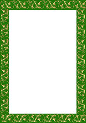 Gold vintage border ornament on green background