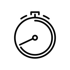 Stoppuhr - OUTLINE KONTUR - Icon Symbol Piktogramm Bildmarke grafisches Element - Web Druck - Vektor - schwarz auf wei&szlig;en Hintergrund