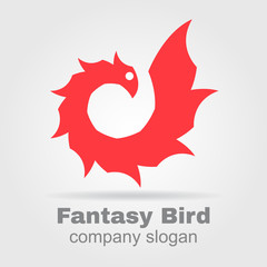 Logotype in shape of exotic bird spreading winds
