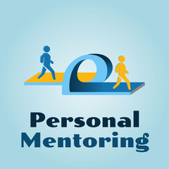 People walking on a path stylized logotype