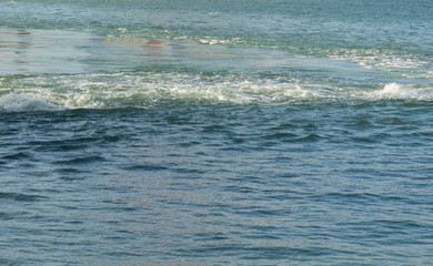Turbulent waters from boat wash