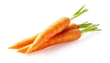 Fresh carrots isolated on a white background