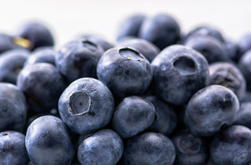 Bunch of blueberries against white background