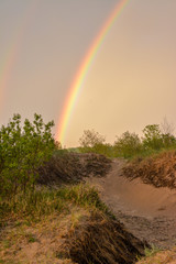 Rainbow over the sand dunes at North Manitou Island in Michigan