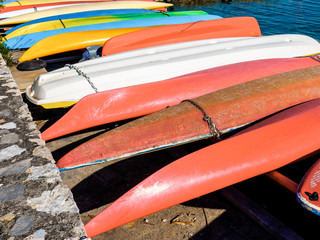 Upturned kayaks, Cinque Terre Italy