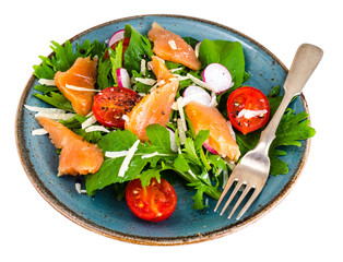 Fish dishes. Salad with salmon