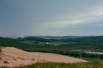 Fototapeta na wymiar The view from the top of Sleeping Bear Dunes in Northern Michigan
