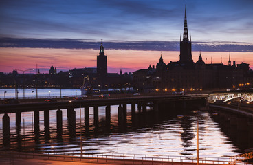 Dark Silhouette cityscape of Gamla Stan