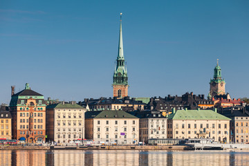 Cityscape of Gamla Stan, Stockholm, toned