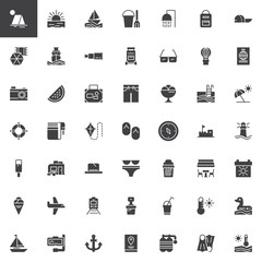 Summer and travel vector icons set
