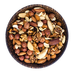 Mix of nuts on white background