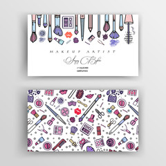 Makeup artist business card. Vector template.