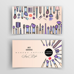 Makeup artist business card. Vector template.