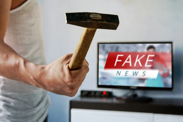 News report with false news.