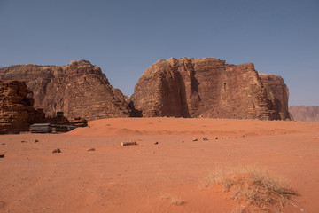Bedouin tents, camp in the desert. Wadi Rum, Jordan