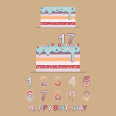 Happy Birthday Cake with Number Candle Celebration Vector and Icon