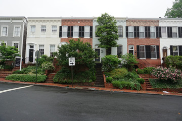 georgetown dc washington houses under the rain