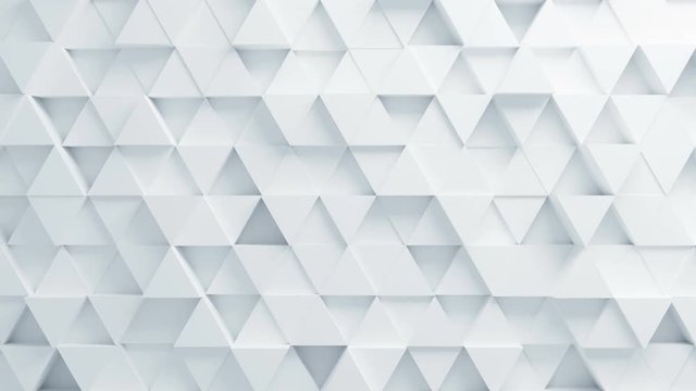 Beautiful White Triangles Morphing in Seamless 3d Animation. Abstract Motion Design Background. Computer Generated Process. 4k UHD 3840x2160.