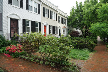 georgetown dc washington houses under the rain