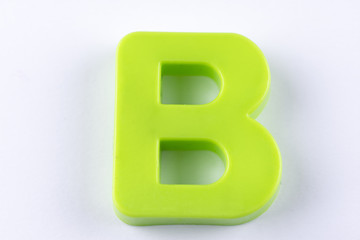 letter B uppercase alphabet isolated made of plastic on white background with shadows