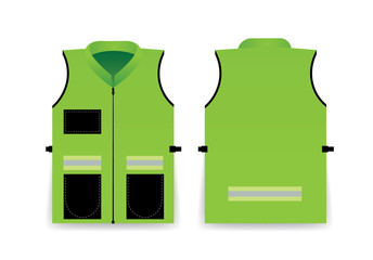 Road Vest For Safe Work. Safety Clothing With Reflective Stripes. Vector Illustration. Template For Fashion Design.