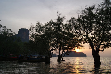 Sunrise over East Railay Beach in Krabi, Thailand