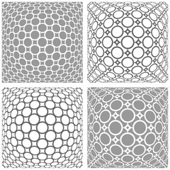 3D patterns set. Abstract convex geometric backgrounds.