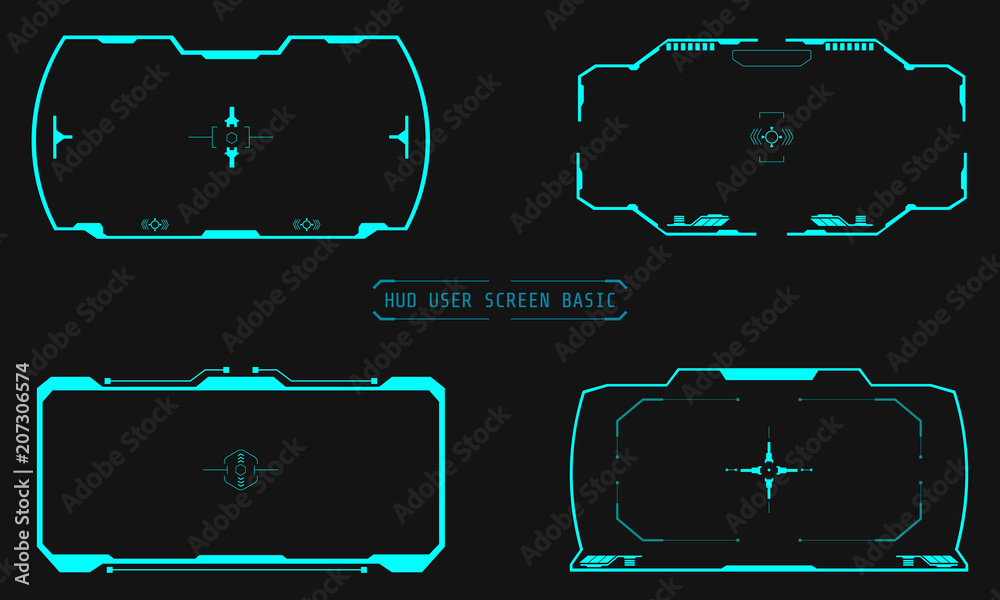 Aufkleber HUD Futuristic Virtual User Target Screen Interface Monitor Elements Vector And Illustration