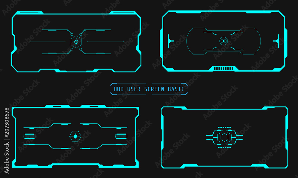 Aufkleber HUD Futuristic Virtual User Target Screen Interface Monitor Elements Vector And Illustration