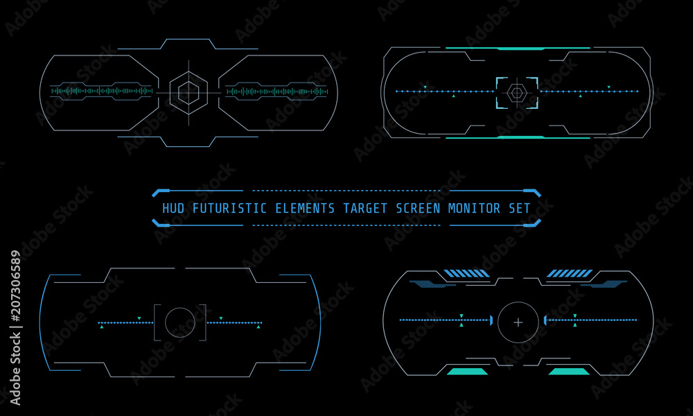 Aufkleber HUD Futuristic Virtual User Target Screen Interface Monitor Elements Vector And Illustration