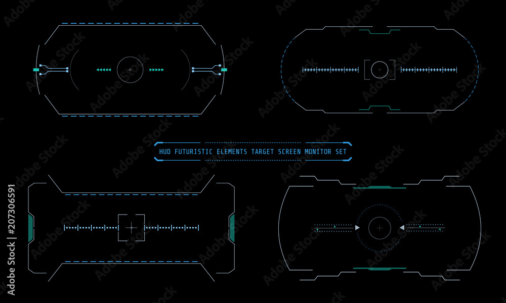 Leinwandbilder hud futuristic virtual user target screen interface monitor elements vector and illustration