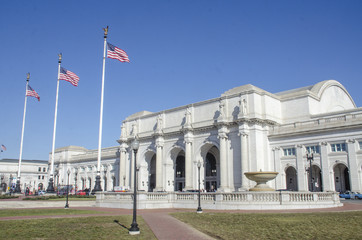 Fototapeta na wymiar Exterior view of historic Union Station in Washington, DC