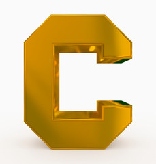 letter C 3d cubic golden isolated on white