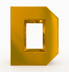 letter D 3d cubic golden isolated on white