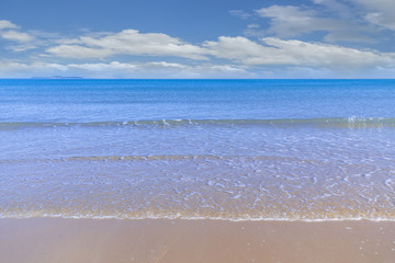 Sea beaches under the blue sky and white clouds