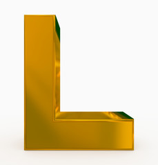 letter L 3d cubic golden isolated on white