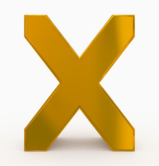 letter X 3d cubic golden isolated on white